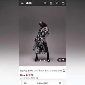 ASOS Topshop Petite ruched midi dress - Size US 6